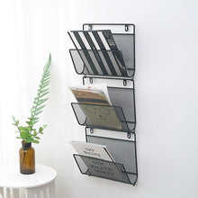 Load image into Gallery viewer, Nordic Style Metal Magazine Rack Wall Mounted Storage Rack Book Shelf Office Stationery Holder Magazine Organizer Wall Decor