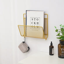 Load image into Gallery viewer, Nordic Style Metal Magazine Rack Wall Mounted Storage Rack Book Shelf Office Stationery Holder Magazine Organizer Wall Decor